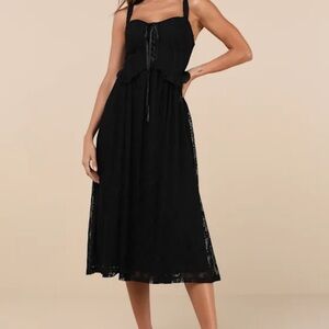 Lulu's Black Halter Midi Sundress NWT Size M